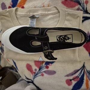 Vans Black and White Sneakers With Buckle
